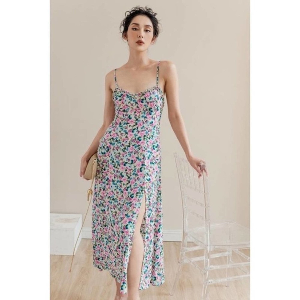 Zara Printed Floral Strappy Midi Dress Women's Size  Small